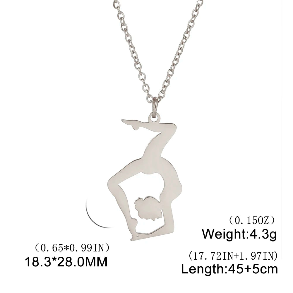 Dreamtimes Gymnastics Necklace Stainless Steel Sports Dance Artistic Gymnastics Skating Athlete Jewelry Pendant Women's Gift