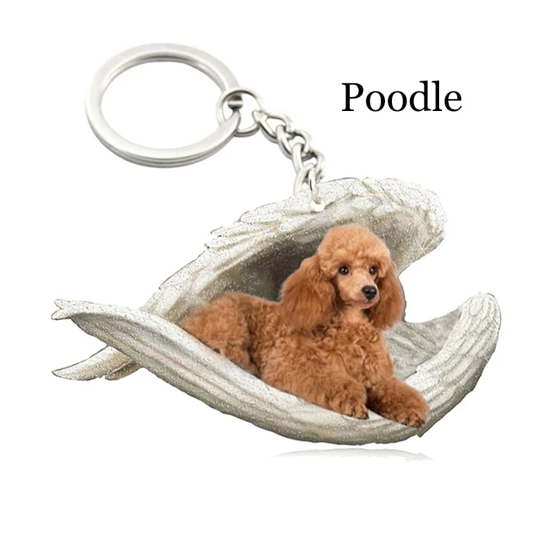 100 Style Cut Dog Sleeping Angel Pendant Bag Keychain Car Keychain Keyring Animal Pet Jewelry Boyfriend Girls Gift Accessories