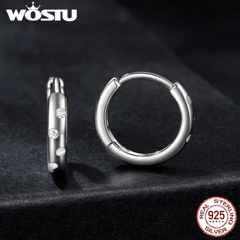 WOSTU D Color Moissanite Hoop Earrings Round Cut Lab Diamond 925 Sterling Sliver Bubbles Ear Clip for Women Mother's Day Gifts