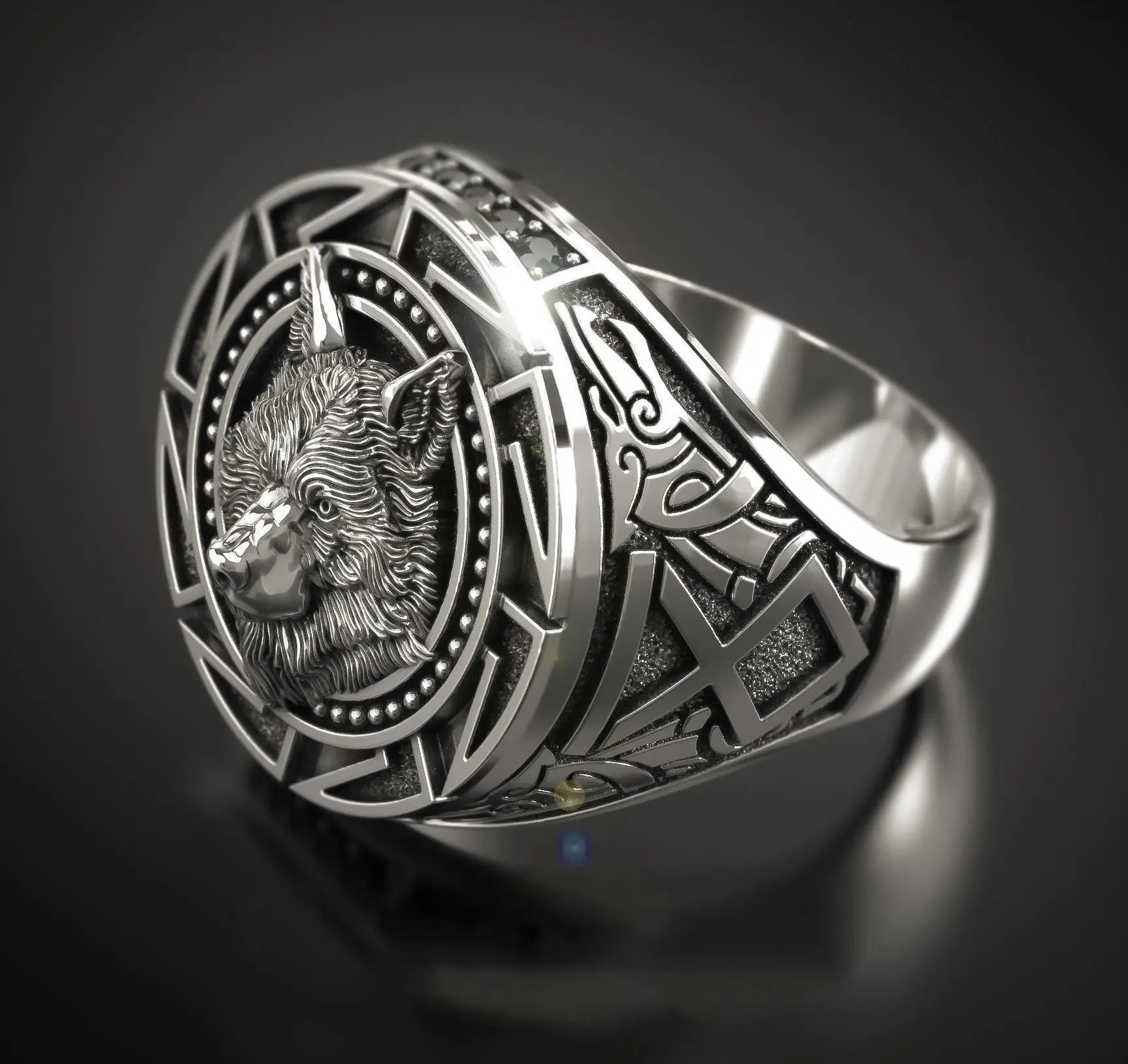 925 Sterling Silver Ring Retro Wolf Totem Silver Ring Warrior Wolf Head Men's Ring Gift for Male