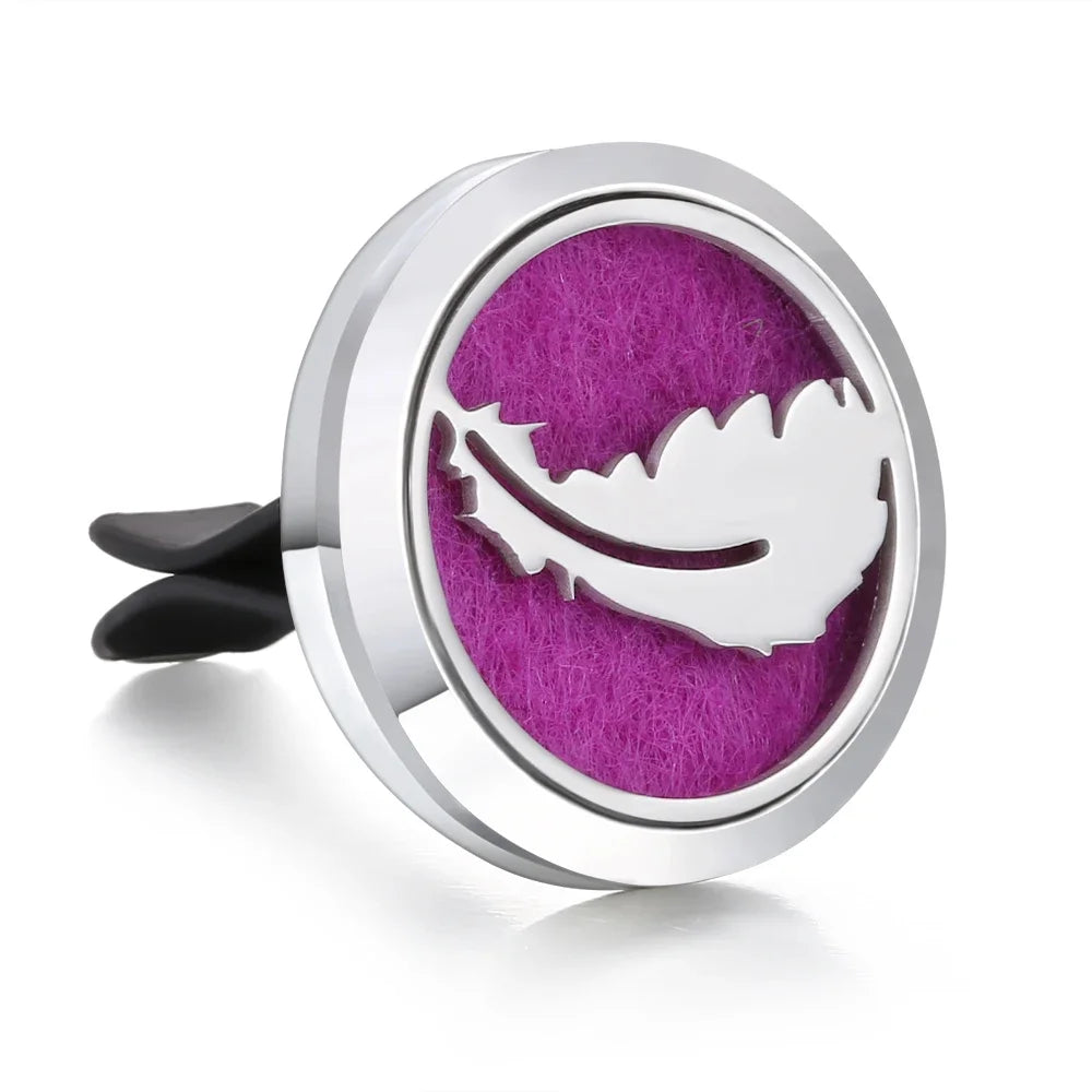 New Aromatherapy Car Perfume Diffuser Stainless Steel 30mm Magnetic Aroma Diffuser Locket Car Air Freshener Vent Clip + 1pcs Pad