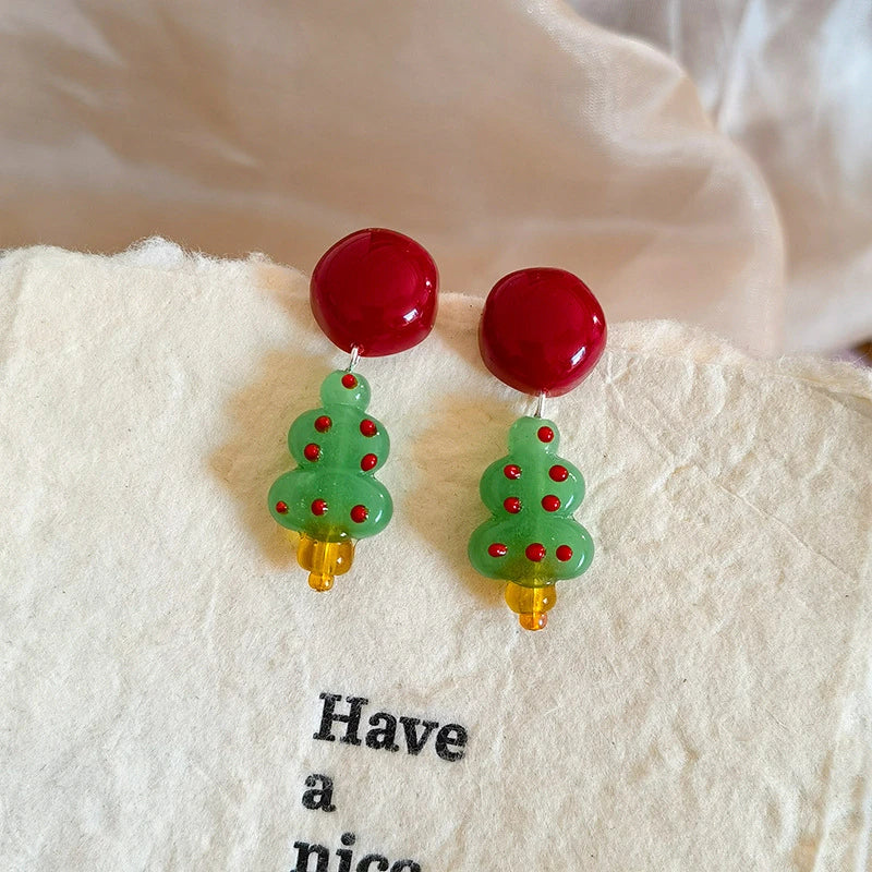 Lovely Zircon Snowflake Pearl Charm Earring For Women Christmas Flocking Hairball Bowknot Stud Earrings New Year Party Jewelry