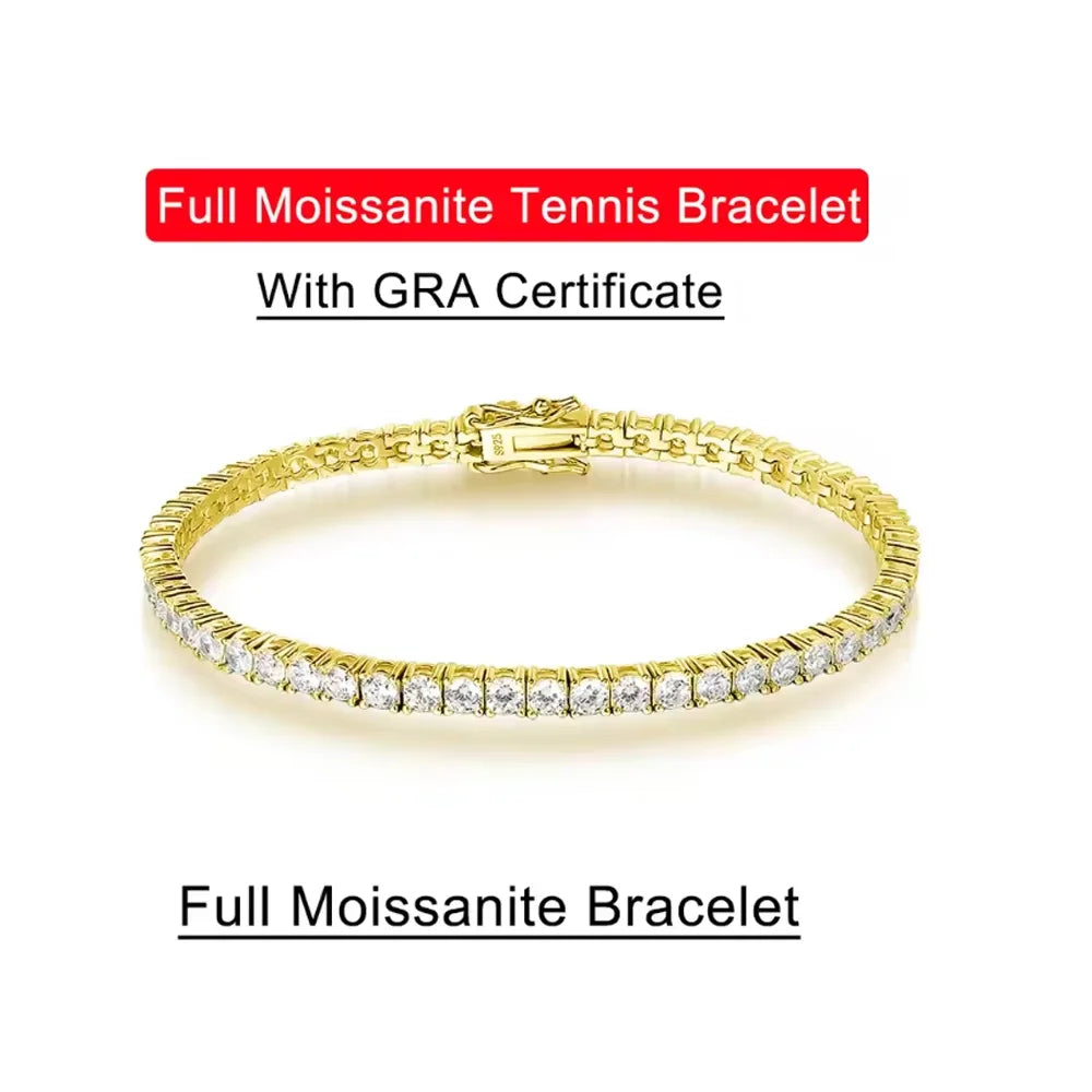 Serenity 3mm 4mm 5mm Moissanite Tennis Bracelet For Women Man Gift S925 Sterling Silver Plated 18K Moissanite Hand Chain Jewelry - Madeinsea©