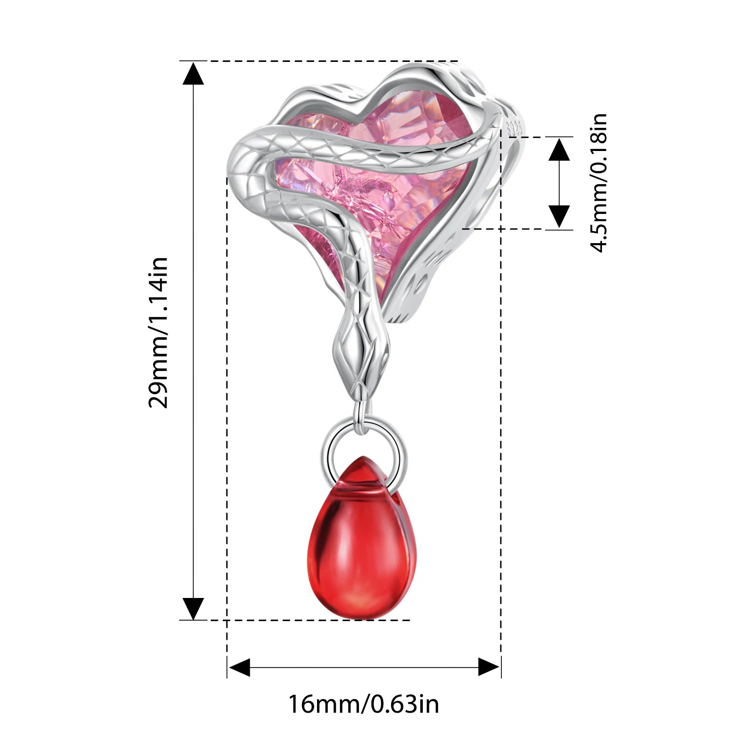 Bamoer 925 Sterling Silver Mystery Medusa Charm Transparent Glass Serpent Pendant  for Women Bracelet Accessories DIY Punk Gift