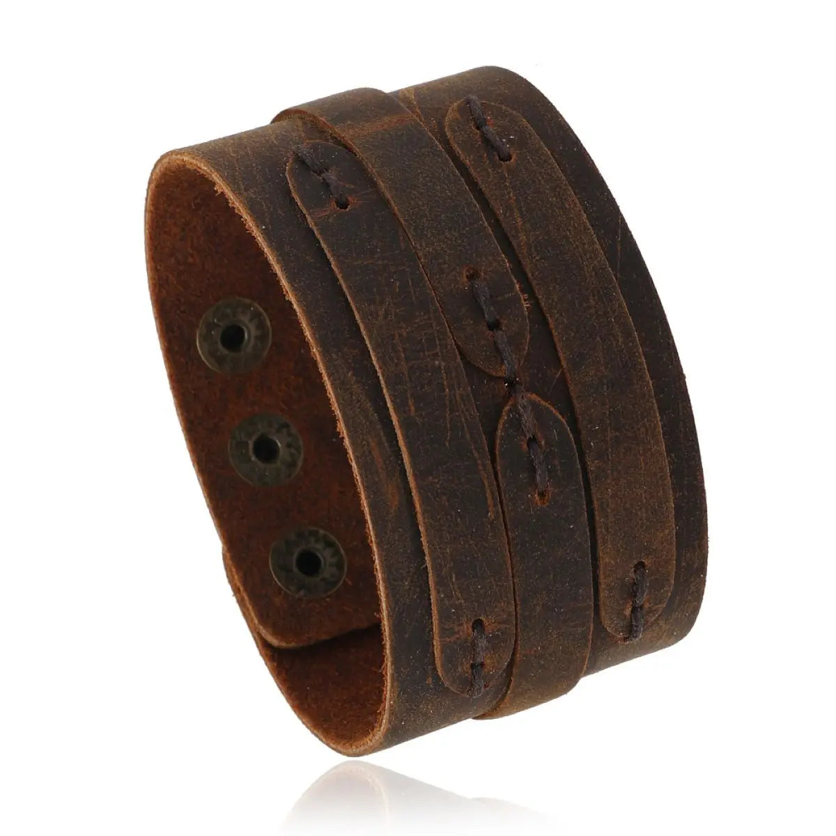 Vintage Leather Bracelet Men Punk-style Leather Wide Bracelet Simple Personality Men's Multi-layer Jewelry Bracelet Charm Retro