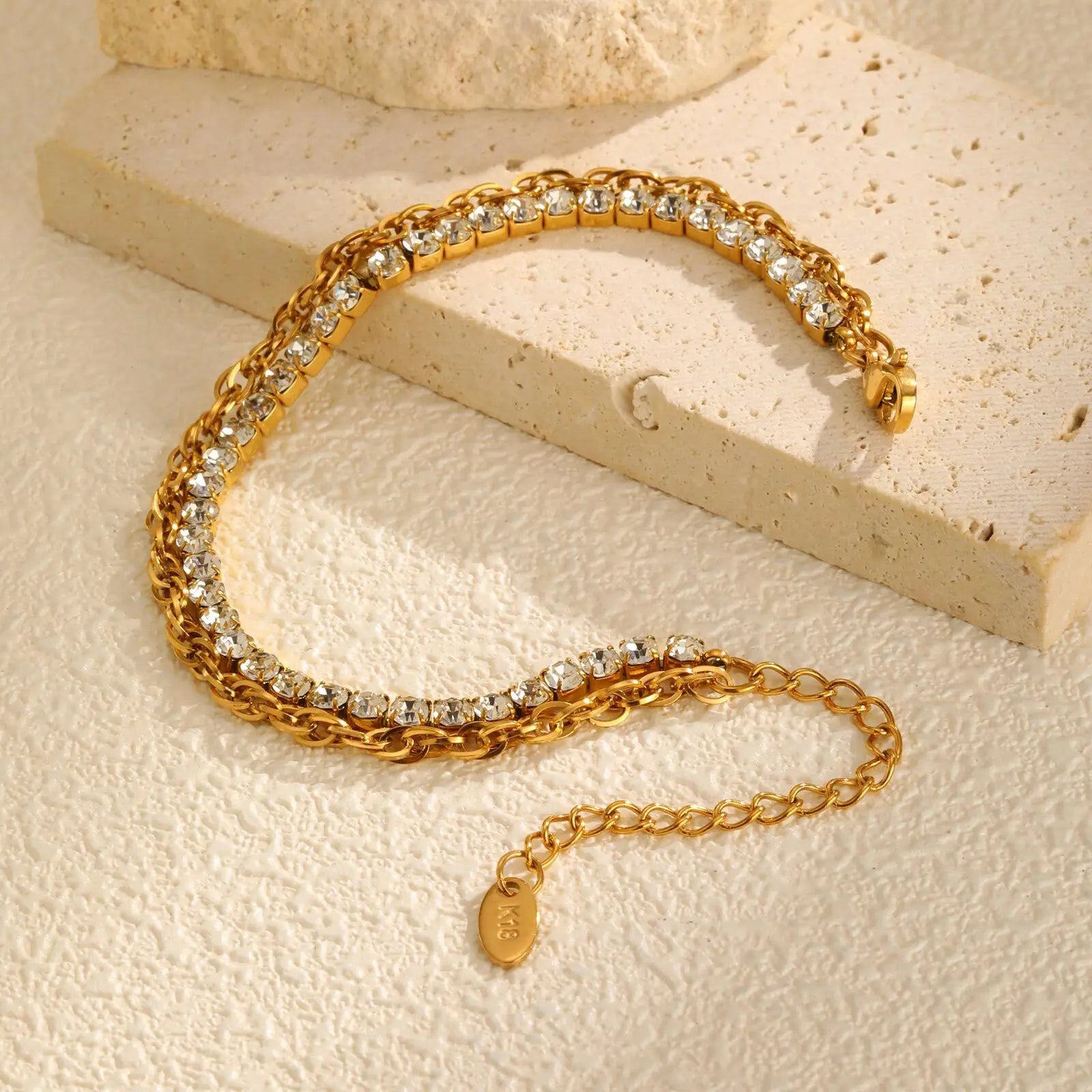 Vnox Stainless Steel Cubic Zirconia Chain Bracelet For Women Double Layer Twist Chain Charm Bracelet Luxury Jewelry Girls Gifts