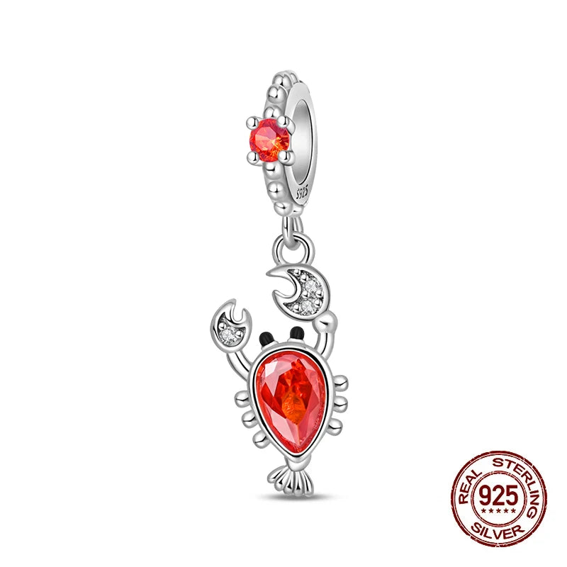 Summer New 925 Sterling Silver Zircon Crab Octopus Jellyfish Turtle Shell Charms Beads Fit Original Bracelets DIY Jewelry Gifts
