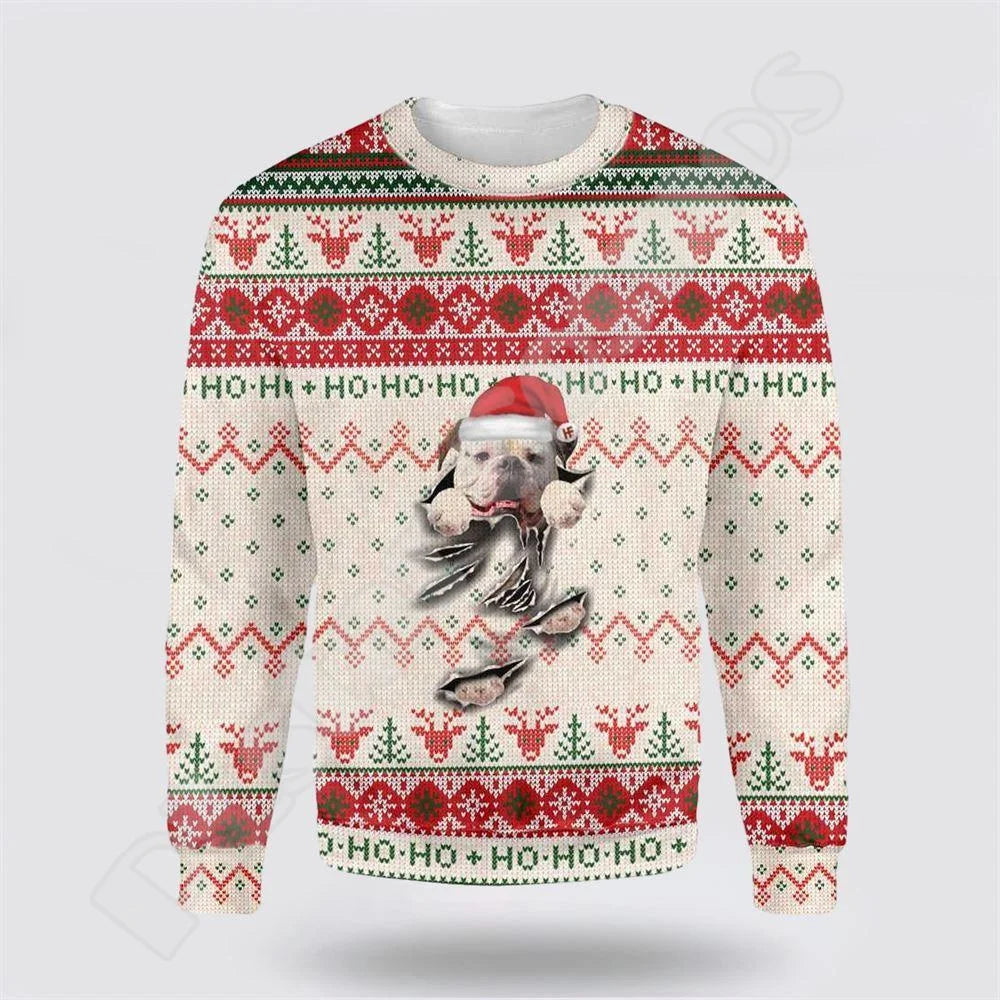 Christmas Knitted Sweater Graffiti Tattoo Retro Vintage Sweatshirts 3DPrint Unisex Pullover Harajuku Casual Funny Long Sleeve X1