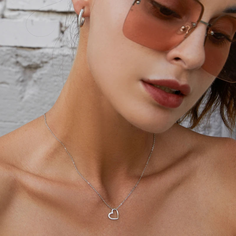 BAMOER Halskette aus echtem 925er Sterlingsilber in Liebesform für Damen, vergoldete Herzkette in 3 Farben, 46 cm