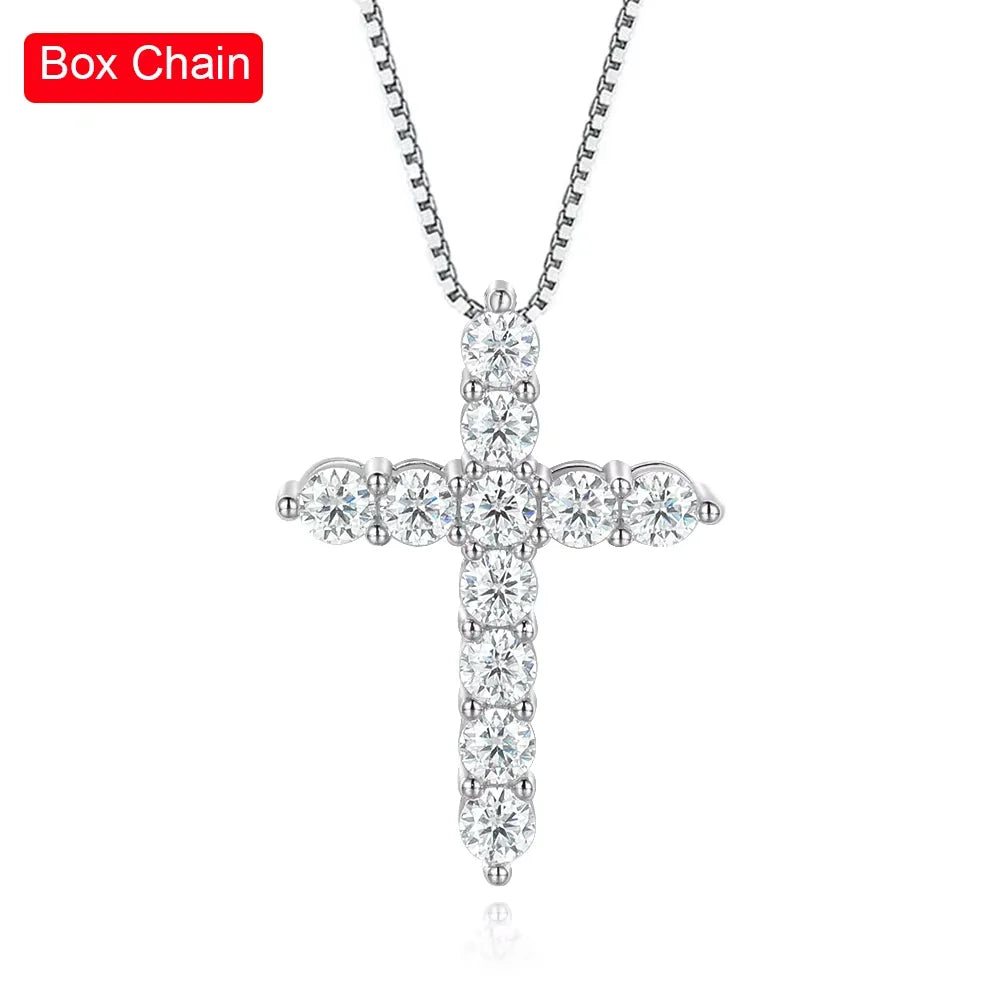 Serenity 3mm 4mm 5mm Black Moissanite Cross Pendant Necklace For Women Men 100% S925 Sterling Silver Jesus Neck Chain Plated 18K - Madeinsea©