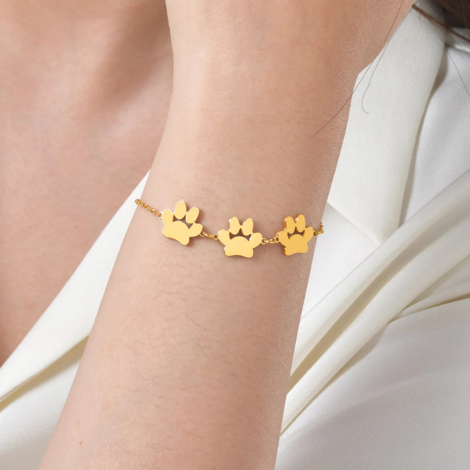 Vnox Cat Paw Women's Bracelet Cute Pet Accessories Engraving Name Bracelet Stainless Steel Custom Jewelry Same Suitable Animal