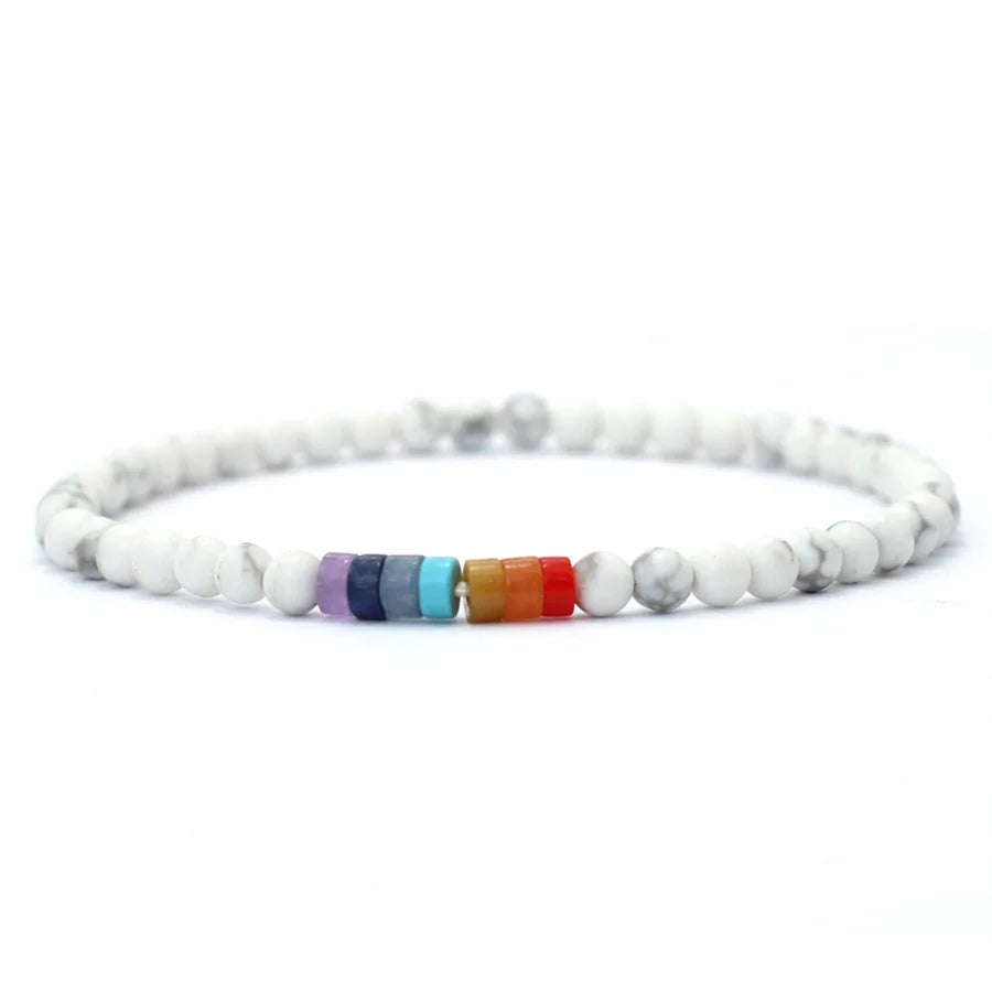 Handmade 4mm Beads Bracelet For Men Healing Chakra Braslet Meditation Accessories Volcanic Rock Howlite Braclet Pulsera Hombre