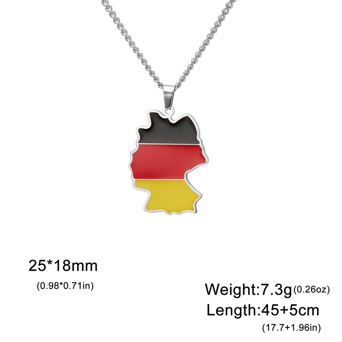 EUEAVAN European Country Map Necklace Stainless Steel Drip Oil Poland France Portugal Romania Ukraine Italy Germany Flag Jewelry