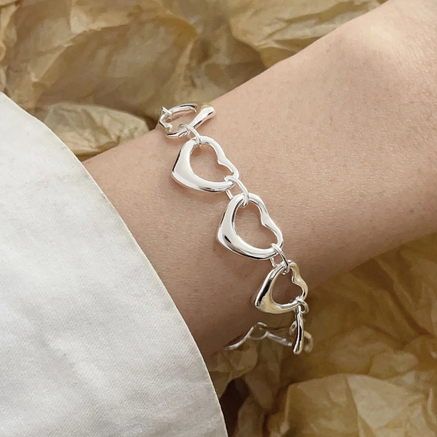 100% Solid 925 Sterling Silver Bracelet for Women Men Vintage Handmade Shinning Heart Bracelets Birthday Christmas Gift