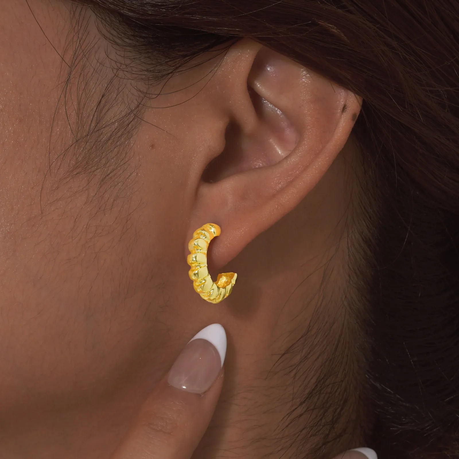 Vnox Classic Gold Plated 10/6-piece Set Women Earrings Cubic Zirconia Smooth C-shaped Hoop Earrings Fashion Female Jewelry Set