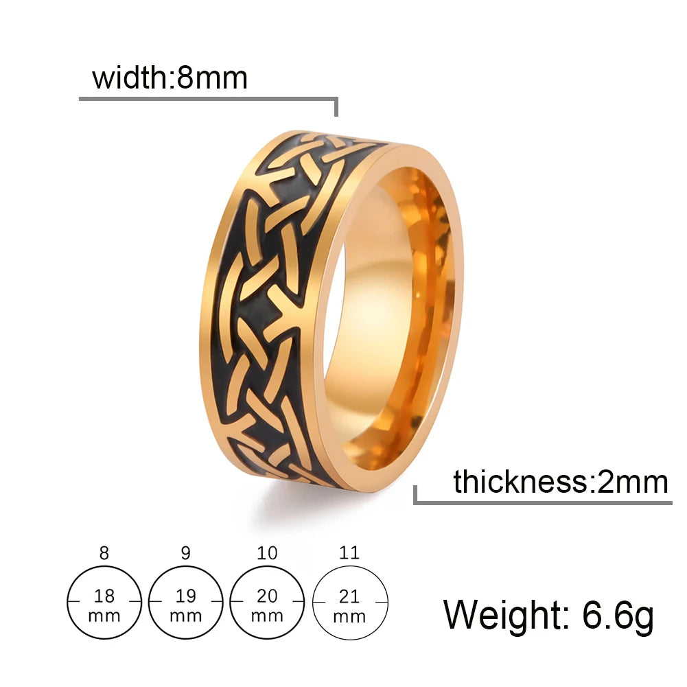 8MM Männer Mode-Ring Edelstahl Ringe Versetzt Arc Muster Viking Schwarz Band Für Jahrestag Geschenk Schmuck Freeshipping