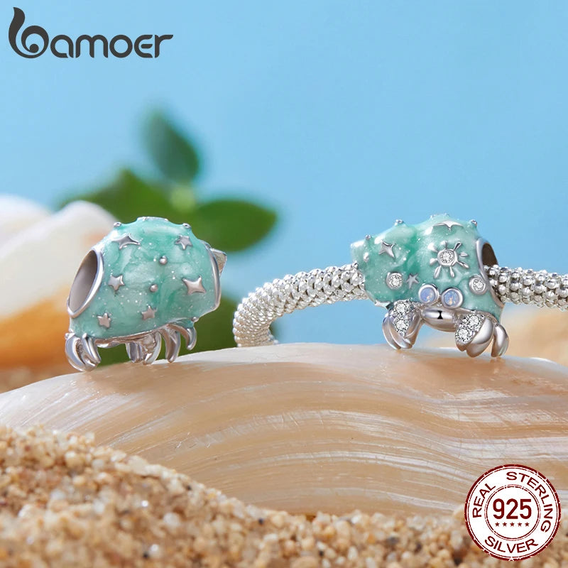 BAMOER 2025 Ocean Series Solid 925 Sterling Silver Hermit Crab Turtle Dreamcatcher Charm fit Original Bracelet DIY Accessories