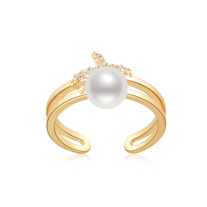 OXTAO 7-7.5 Freshwater Pearl Starfish Ring Adjustable 14K Gold Package Classic Wedding  Ring Women'S Wedding Jewelry Gift Daily