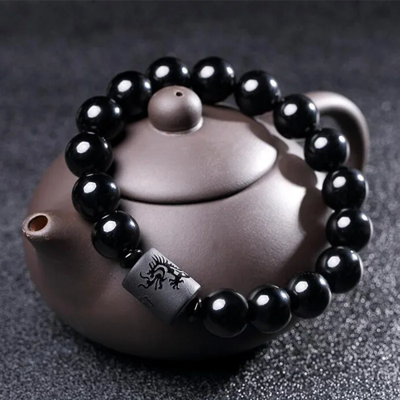 Natural Black Tourmaline Bracelet 6/8/10mm Stone Beads Bracelet