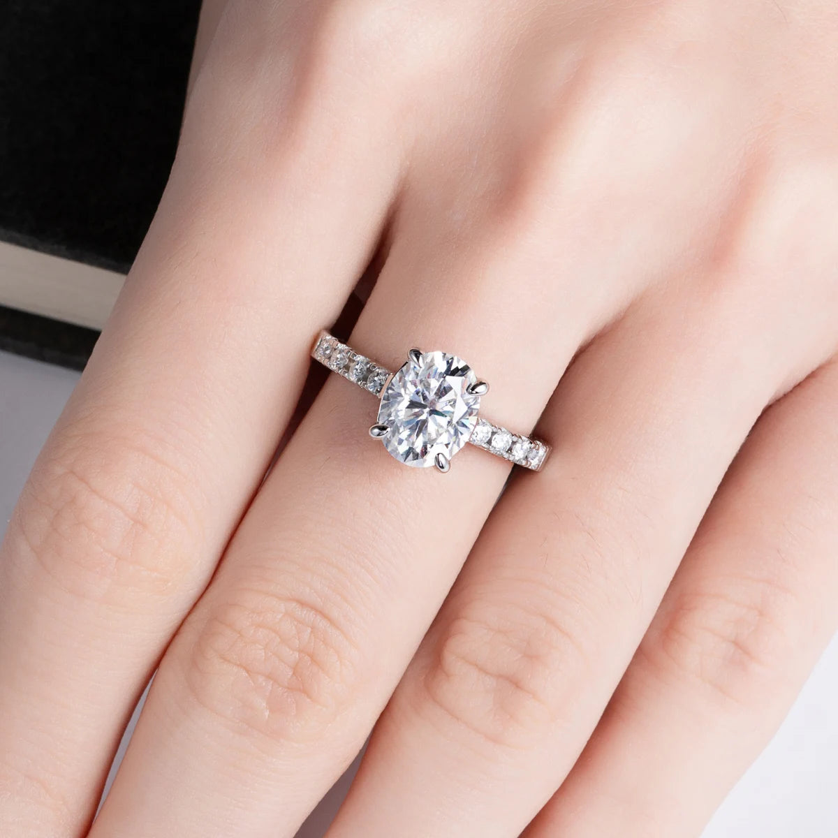 AnuJewel 3ct Oval Cut D Color Moissanite Engagement Rings For Women 925 Sterling Silver Wedding Rings Women Jewelry Wholesale - Madeinsea©