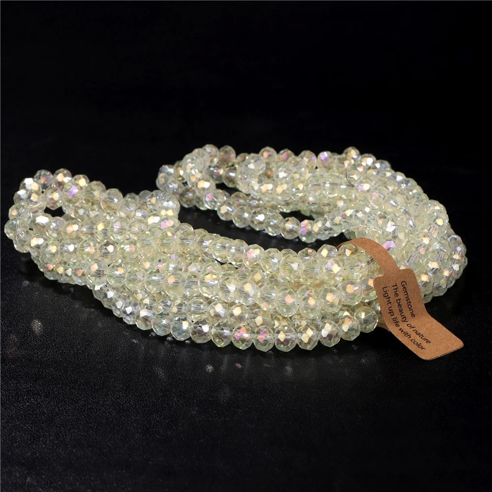 4x6MM/5X8MM Rondelle Crystal Glass Beads AB Color Faceted Loose Spacer Bead For Jewelry Making Clothing Handmade DIY 1 Strand