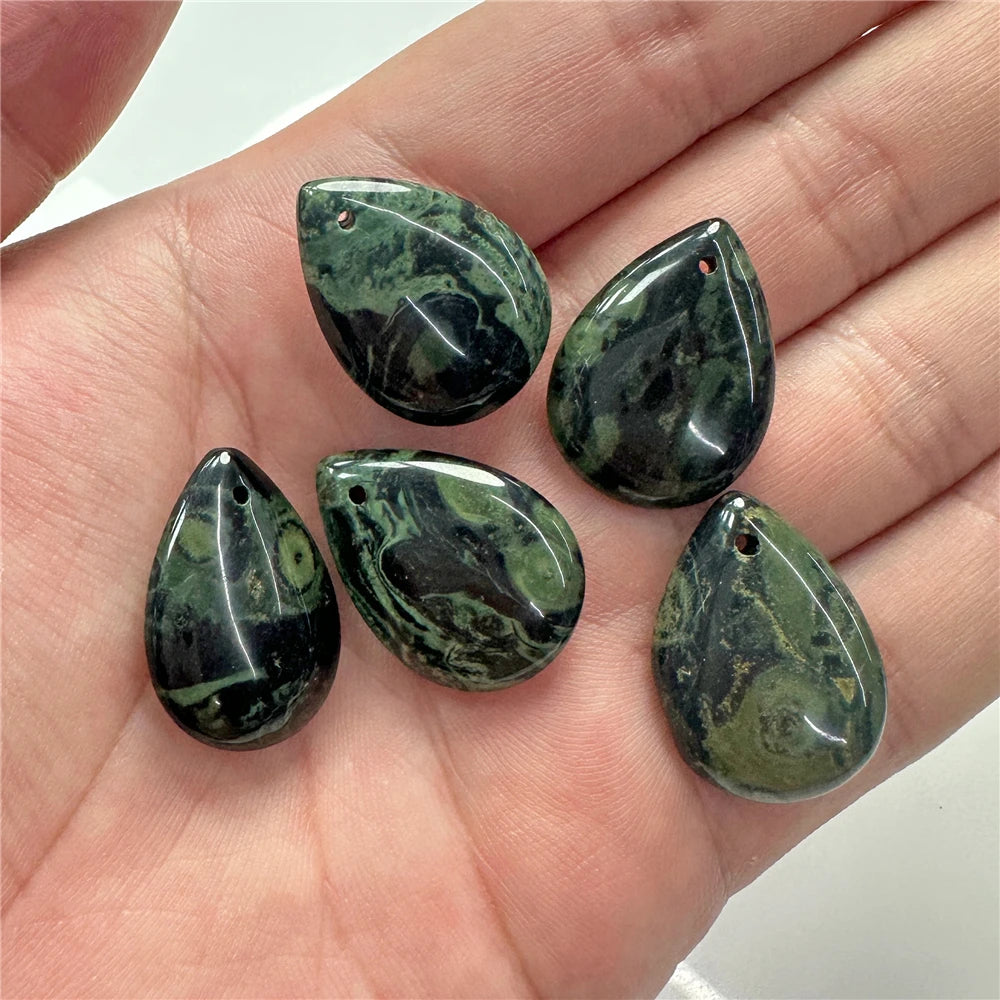 High Quality Smooth Water Drop Gem Pendant Natural Apatite Quartzs Labradorite Top Drilled Charm Bead For Jewelry DIY 18X25MM
