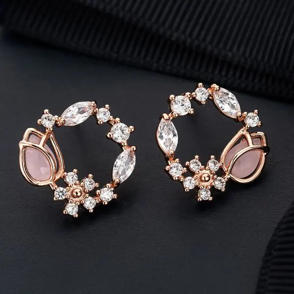 Female Luxury Crystal Zircon Stud Earrings Vintage Flowers Christmas Snowflakes Temperament Earrings Girl New Year Jewelry Gifts