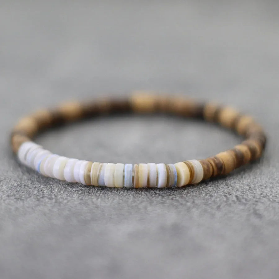 Handmade Coconut Bead Bracelet For Men Natural Meditation Jewelry Accessories Grade A Shell Braclet Beach Surfing Cycling Joias