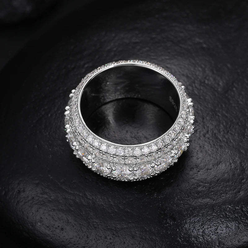 TUHE High Quality Unisex VVS1 Moissanite Rings Silver 925 Luxury Moissanite For Men Hip Hop Jewelry