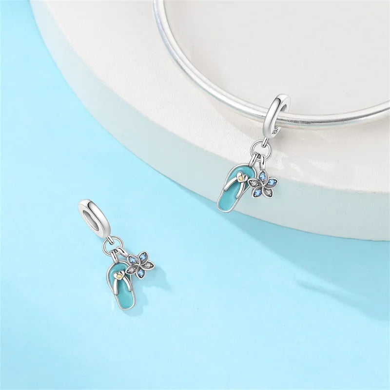 100% 925 Sterling Silver Tortoise Starfish Coconut Luminous Ocean Surfing Charms Beads Fit 925 Original Bracelets DIY Jewelry