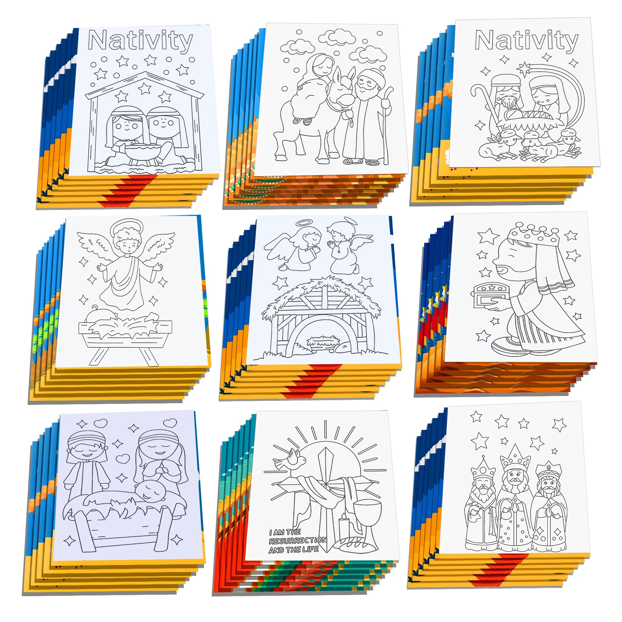 12pcs Nativity Christmas Graffiti Painting Book DIY Coloring Picture Book Baby Shower Birthday Party Decor Drawing Notebook
