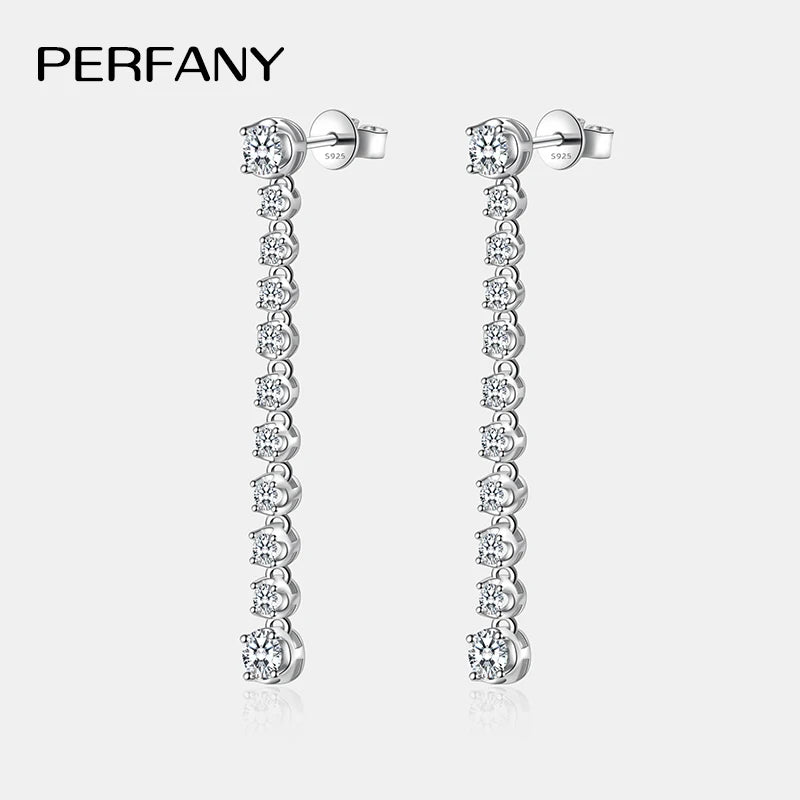 PERFANY 1.18CT Full Moissanite Drop Earring Women S925 Pure Silver Laboratory Cultivate Diamond Fashion Advanced Design Jewelry - Madeinsea©