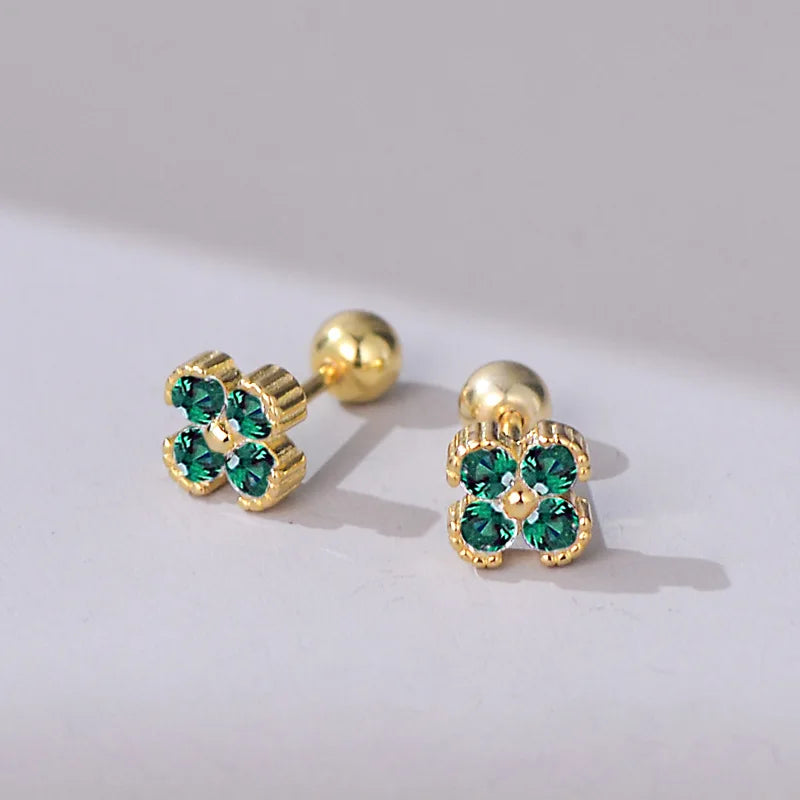925 Sterling Silver Shiny Colored Zircon Flower Stud Earrings for Women Exquisite Jewelry Bijoux Accessories