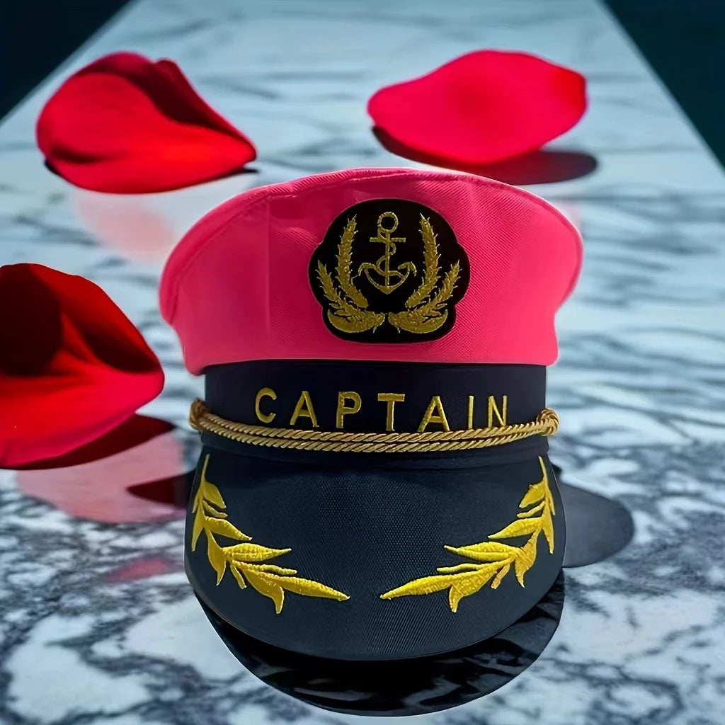 Navy hat with anchor badge, four different colors, Captain letter, fashion, for cruise parties, bachelorette party, cosplay