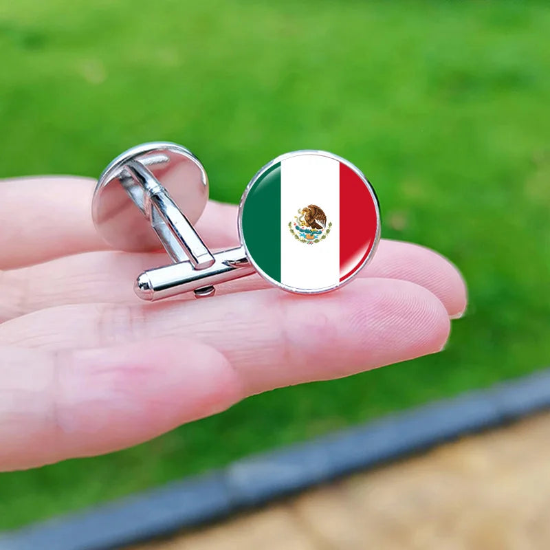 2024 France Flag Cufflinks Spain Chile Russia Netherlands Serbia USA Czech Republic Portugal Norway Switzerland Cuff Links Gift