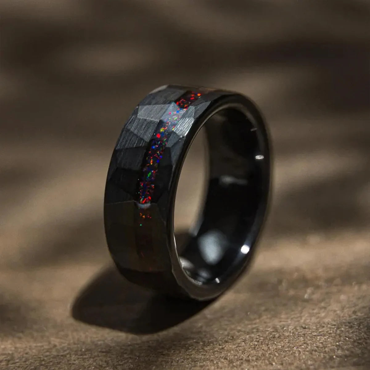 8MM Black Tungsten rings anillos bague homme pareja de compromiso fashion jewelry Men's wedding bands opal engagement rings gift