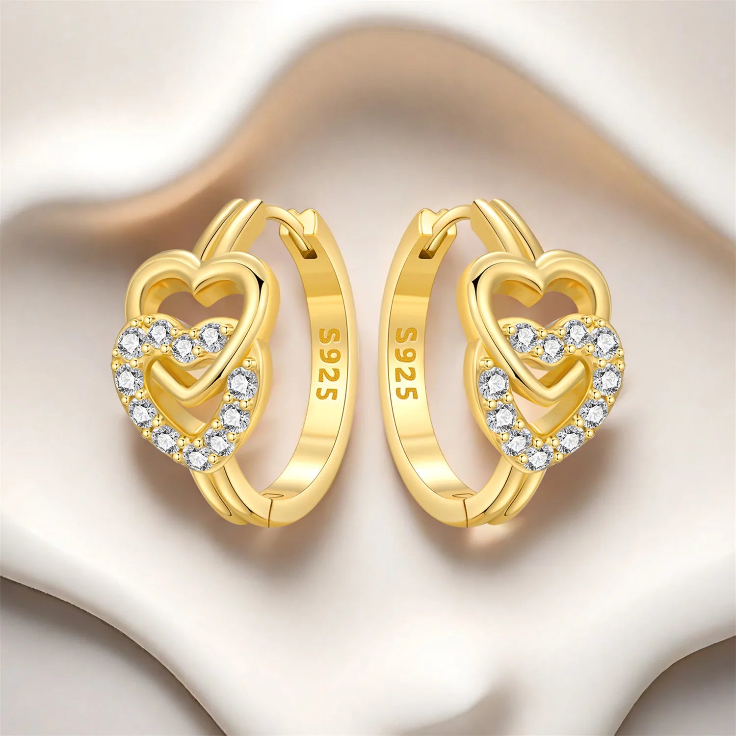 PANPOKI Original 925 Sterling Silver Golden Infinite Love Earrings Women Hoop Earring Anniversary Jewelry Trendy Gifts