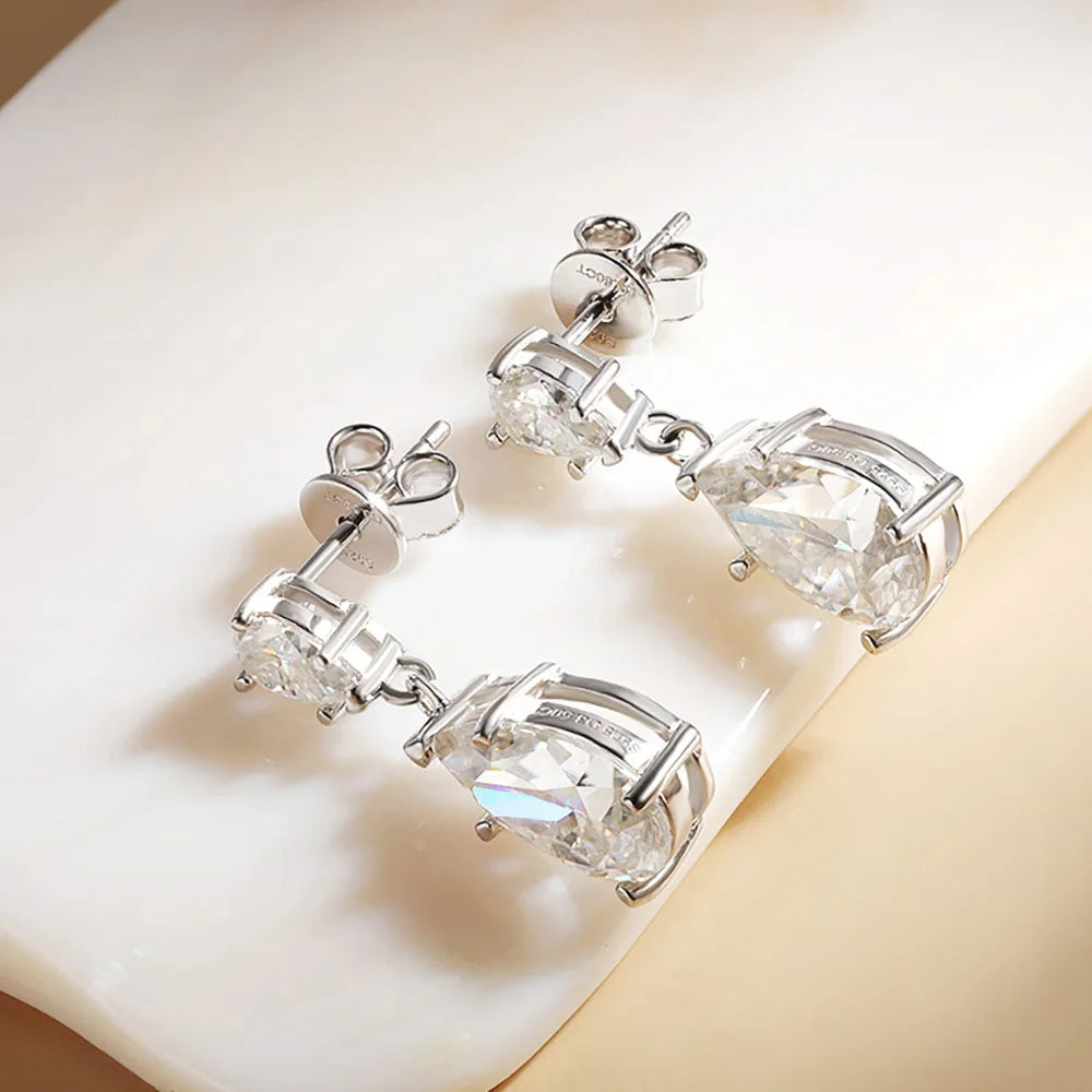 Serenity 7ct Pear Cut D Color Moissanite Drop Earrings For Women Anniversary Gift S925 Sterling Silver Drop Water Stud Earrings