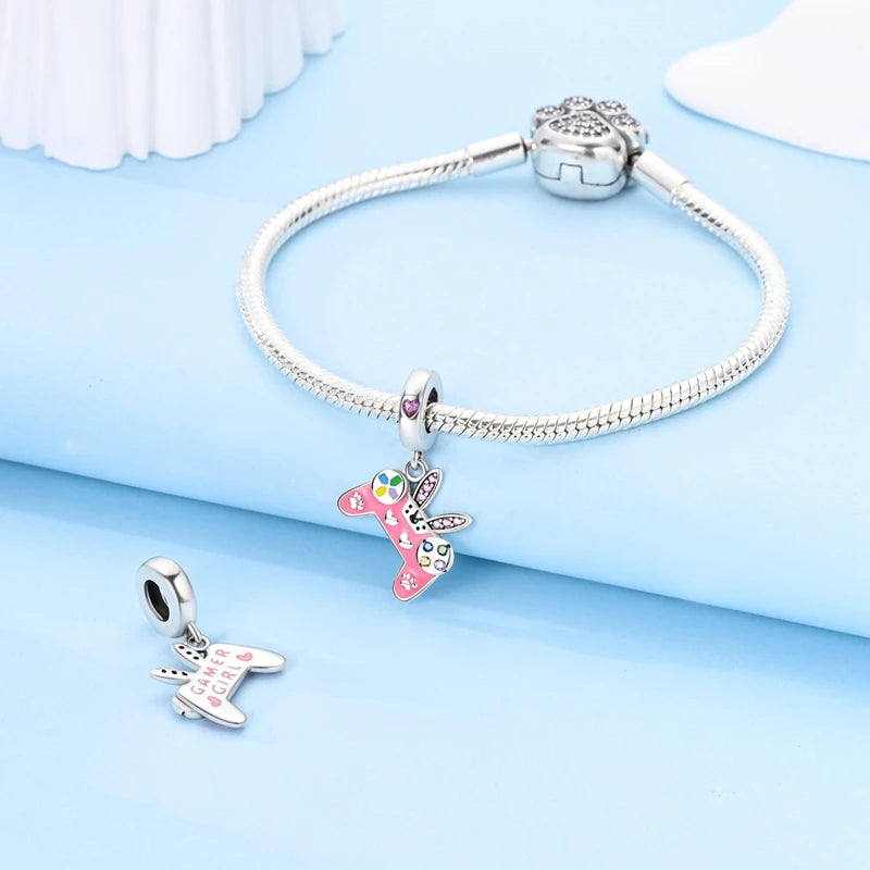 100% 925 Sterling Silver Perfume Headphones Pink Princess Daily Charms Beads Fit 3mm 925 Original Bracelet Fine DIY Jewelry