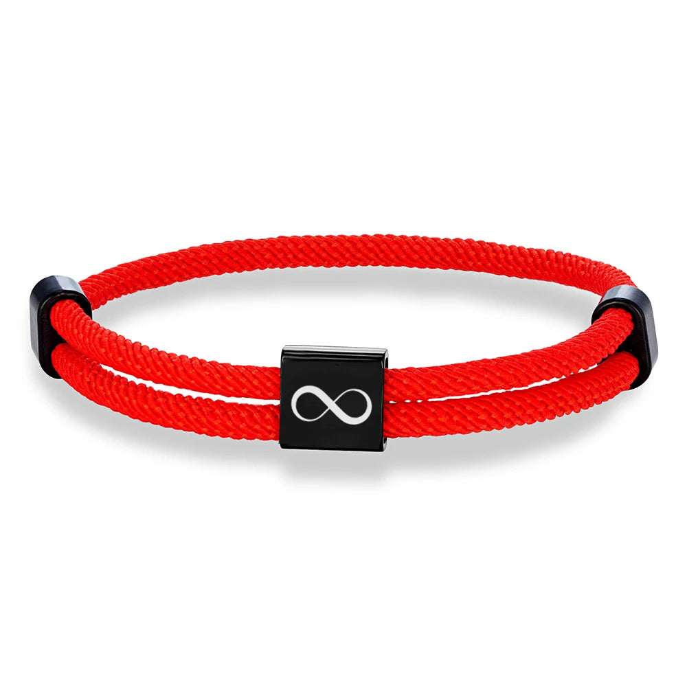 MKENDN Klassisches Infinity-Armband für Herren, verstellbar, nautisches Seilarmband für Damen, schwarzer Edelstahl, Schmuckgeschenk für Paare