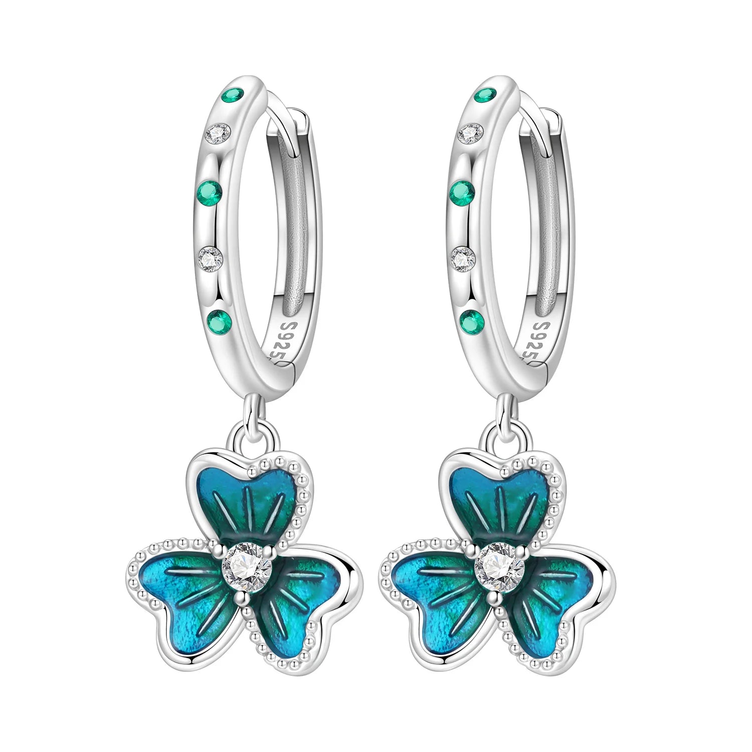 PANPOKI 925 Sterling Silver Clover Lucky Symbol Drop Earrings Women Earrings Charm Fashion Versatile Party Jewelry Gifts