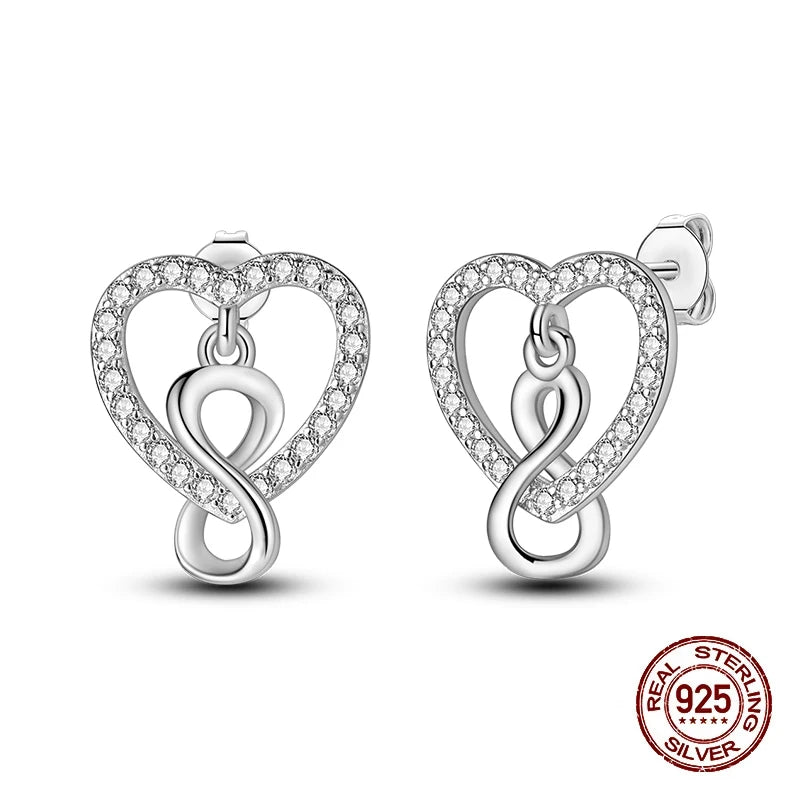 Classic Zircon Stud Earrings For Women Pearl Drop Earring 100% 925 Sterling Silver Butterfly Heart-Shaped Earings Fine Jewelry