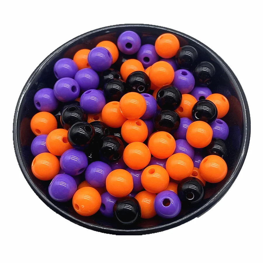 4/6/8/10mm Halloween Color Series Acrylic Round Beads For DIY Necklace Bracelet Earrings Handicraft Pendant Jewelry Making