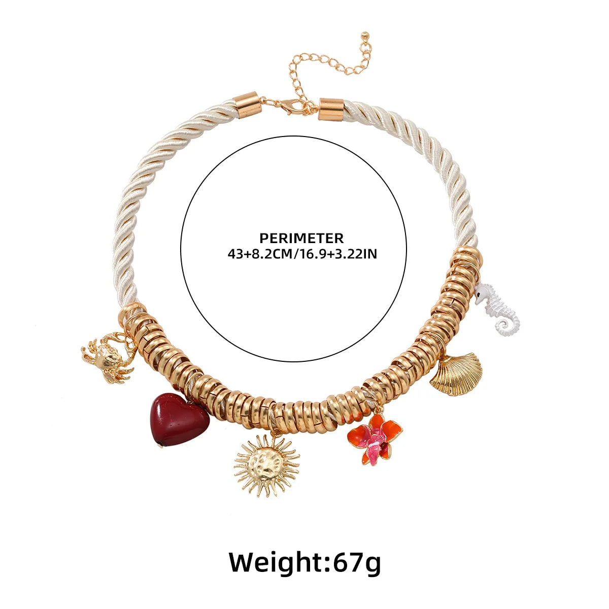 ZAA Crab Heart Flower Shell Seahorse Multi Layer Choker Necklace