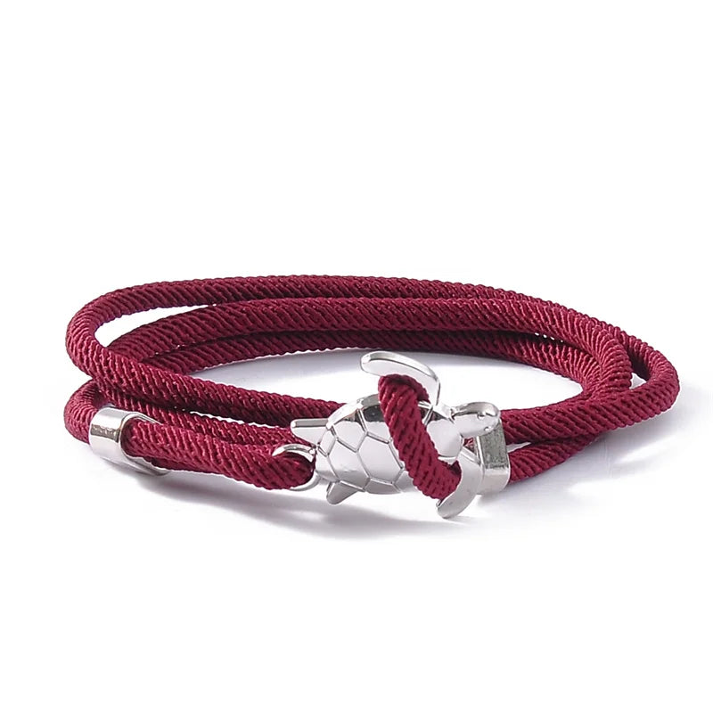 Cute Silver Color Sea Turtle Rope Bracelets For Women Men Wristband Jewelry High Quality Milan Line Pure Hand Knitting Bracelet