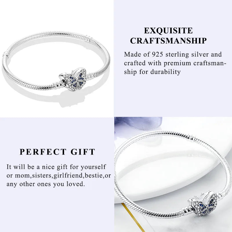 New Original 925 Sterling Silver Bracelet Heart Butterfly Bracelet For Women Fit Original Bracelet Charms Beads Jewelry DIY Gift
