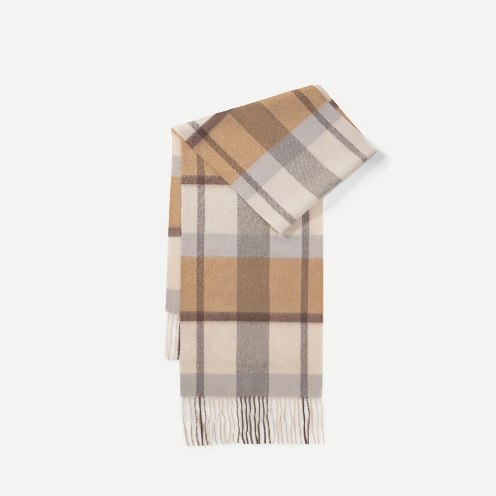 100% Wool Plaid Scarf for Women Winter Warm Tassel Shawl European Style High End Cozy Wrap【Colors】
