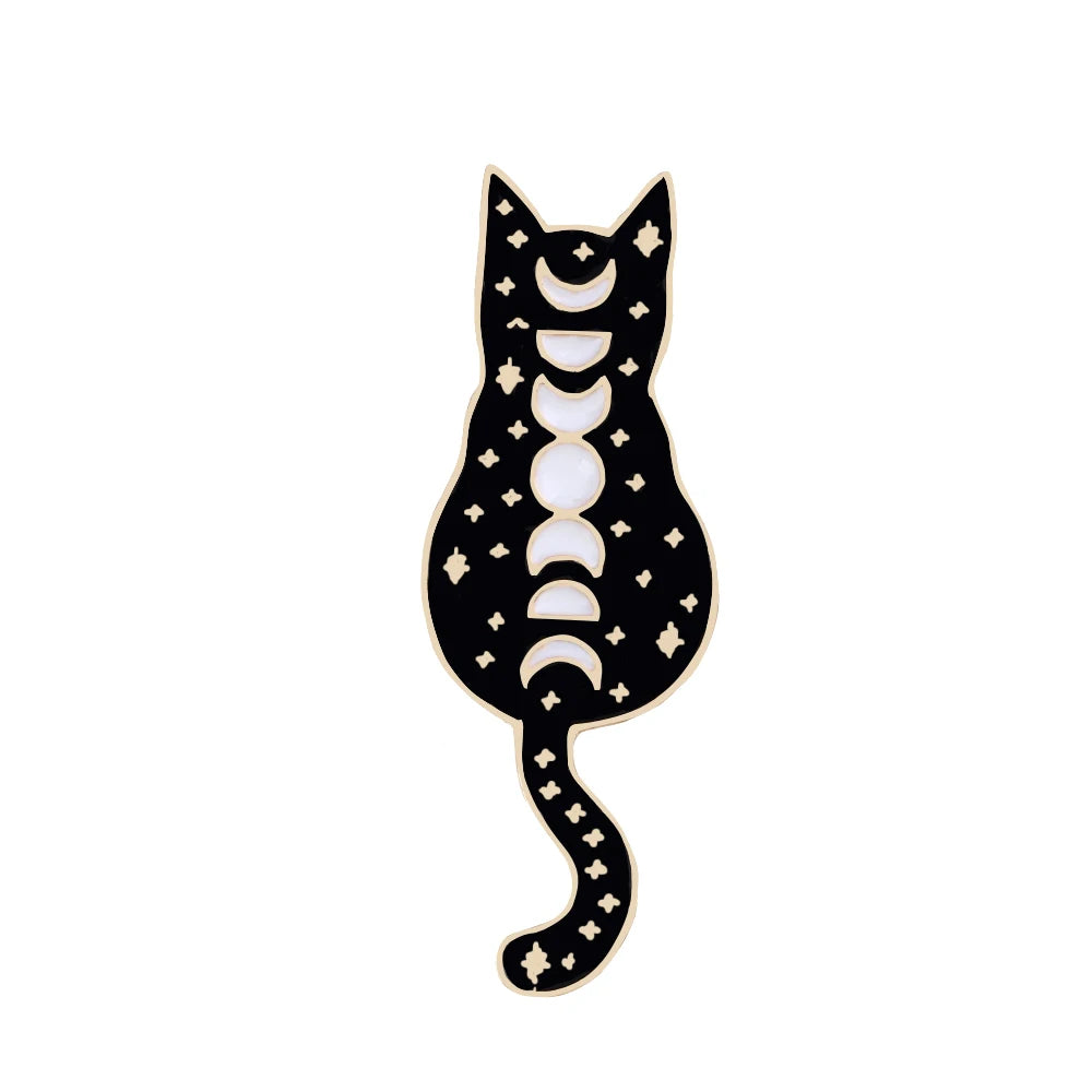 Cat Lover Collection Brooches Cute White Black Cat Badges Pins Sleepy Hug Kitty Enamel Pins Coat Hat Animal Decoration Jewelry