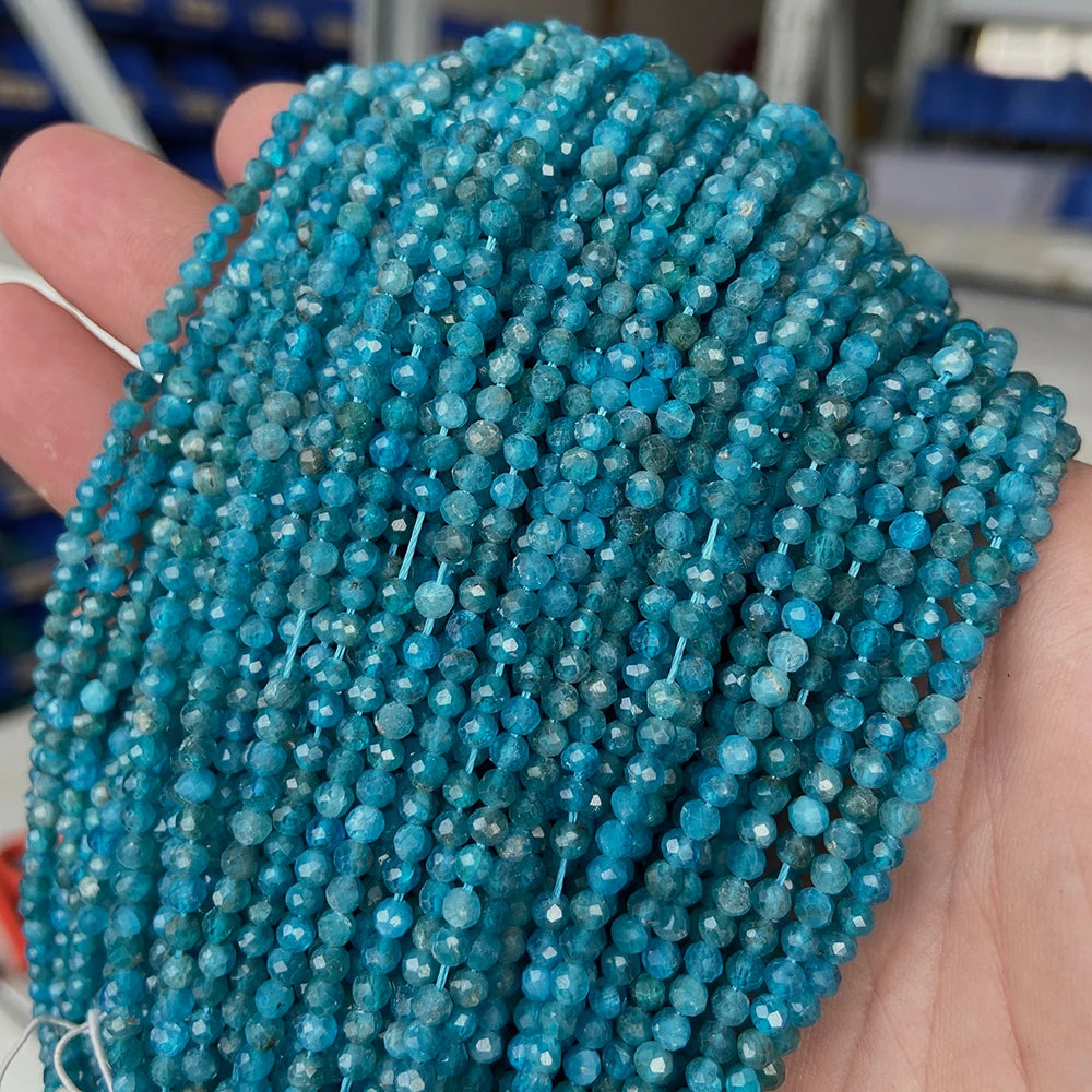 2025 New 2mm 3mm Natural Stone Beads Blue Quartzs Crystal Turquois Aquamarines Beads For Beadwork DIY Bracelet Accessories 38CM