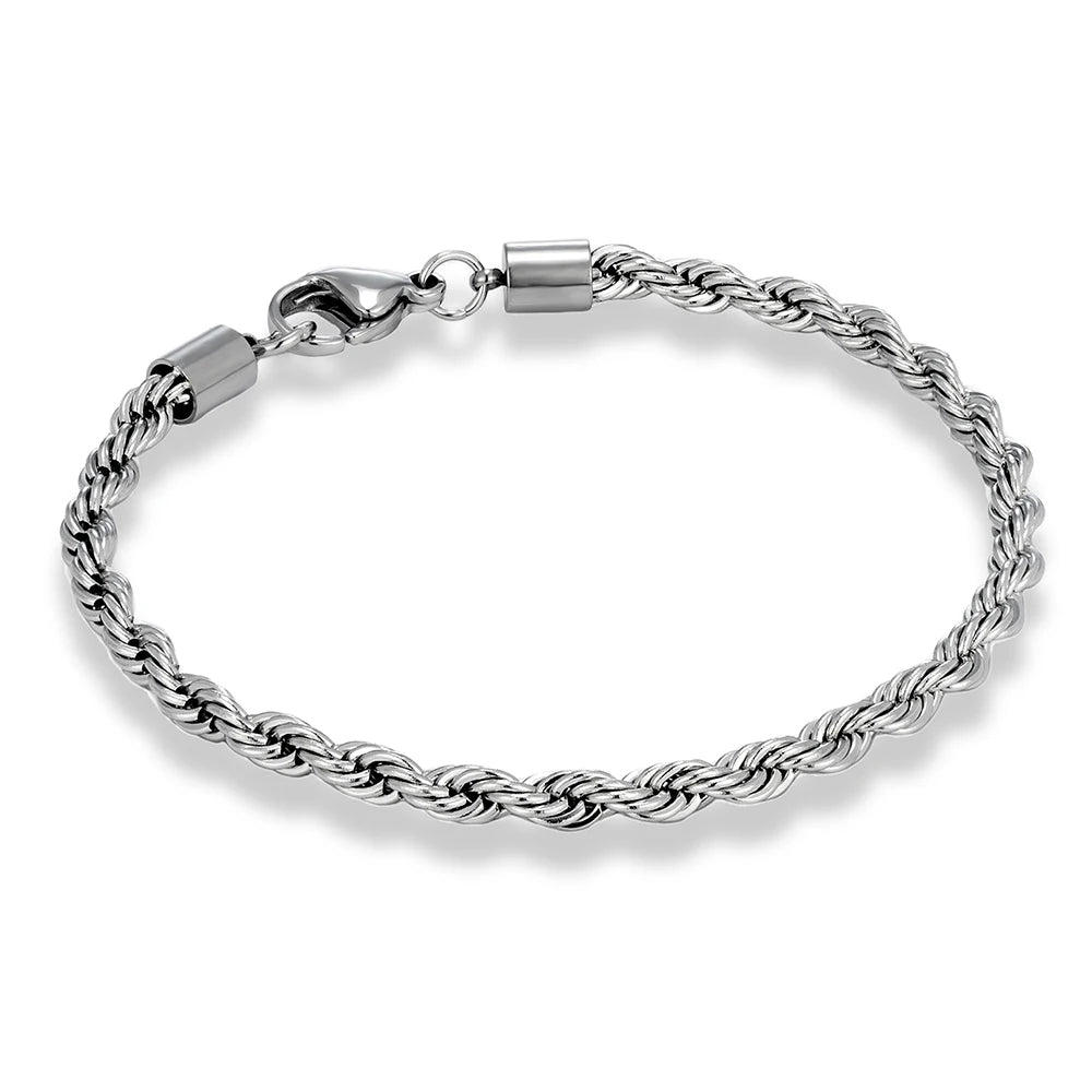 MKENDN 2/3/4/5MM Delicate Twisted Chian Bracelet for Women Men Minimalist Punk Silver Gold Color Stainless Steel Fashion Jewelry